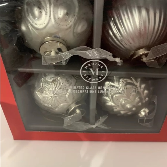 Martha Stewart Christmas Ornaments Illuminated Set 4 Bedford Collection Silver - Picture 2 of 9